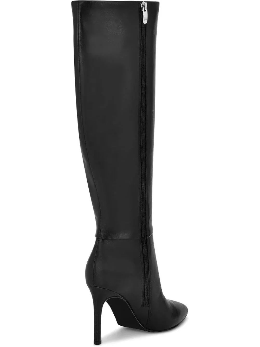 Women's Black Pointed Toe Faux Leather Stiletto Heel Over The Knee Boots